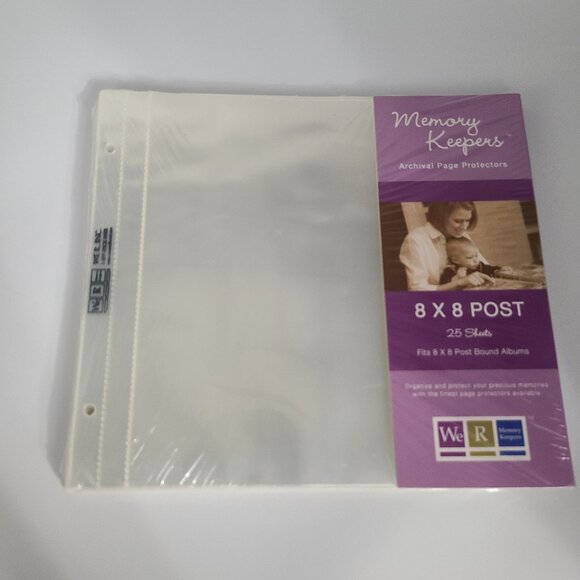 Memory Keepers 8x8 Post Bound Page Protectors - 2 Hole Spacing - Picture 1 of 8